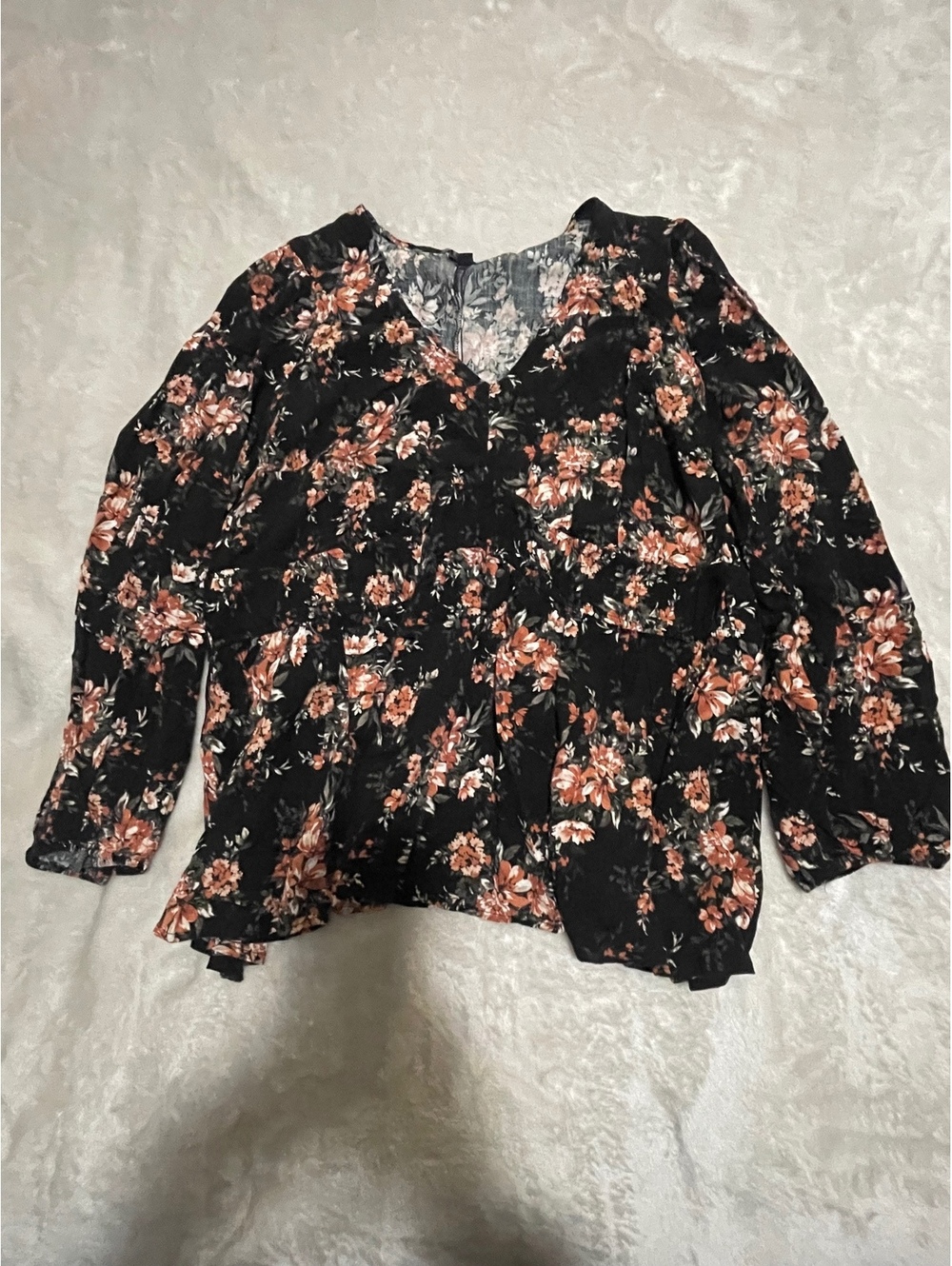 Torrid Black Floral Long Sleeve Blouse Size 3